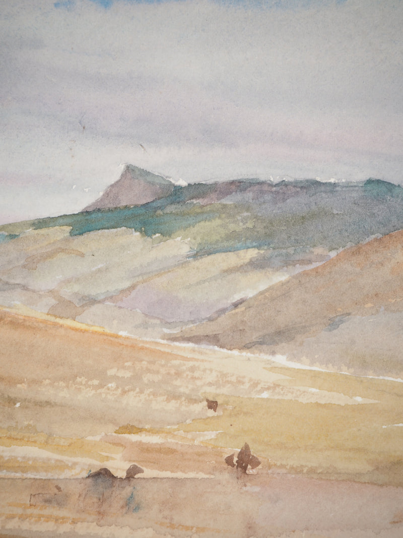 René LEVERD : Boghart, Vue sur la montagne, Aquarelle originale signée
