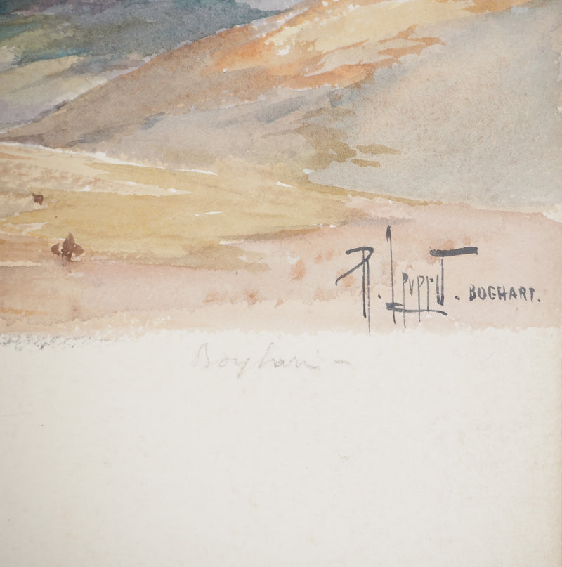 René LEVERD : Boghart, Vue sur la montagne, Aquarelle originale signée