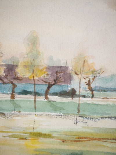 René LEVERD : Pastorale à Hesdin, Aquarelle originale signée