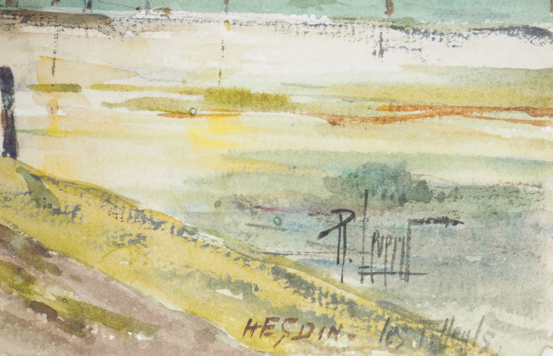 René LEVERD : Pastorale à Hesdin, Aquarelle originale signée