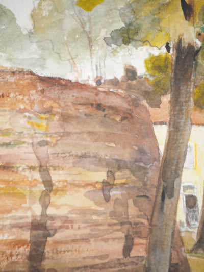 René LEVERD : Les allées d’Hesdin, Aquarelle originale signée