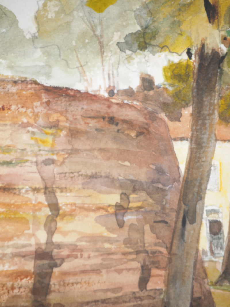 René LEVERD : Les allées d’Hesdin, Aquarelle originale signée