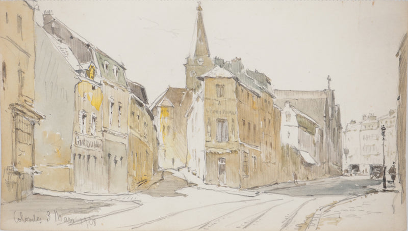René LEVERD : Dans les rues de Colombes, Dessin original
