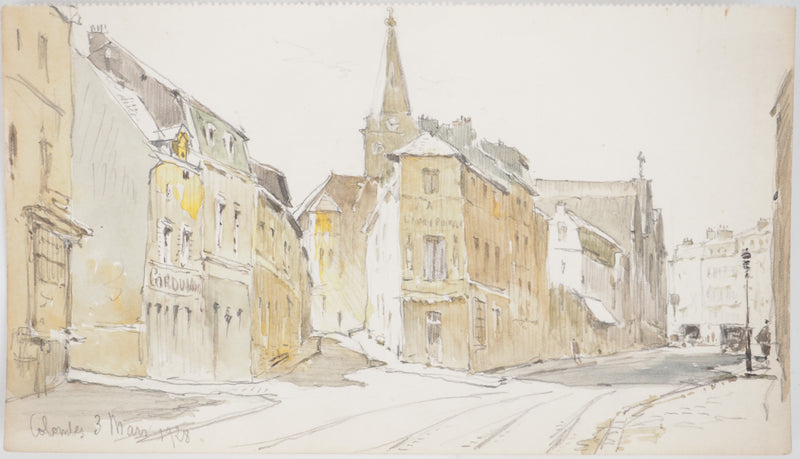René LEVERD : Dans les rues de Colombes, Dessin original