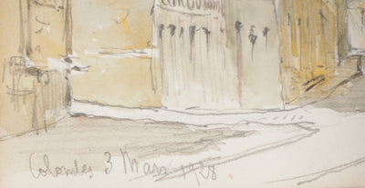 René LEVERD : Dans les rues de Colombes, Dessin original