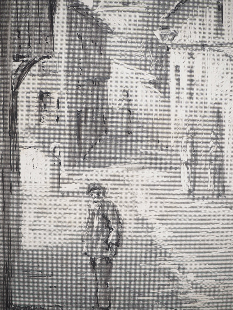 René LEVERD : Dans les rues du château, Typographie originale signée