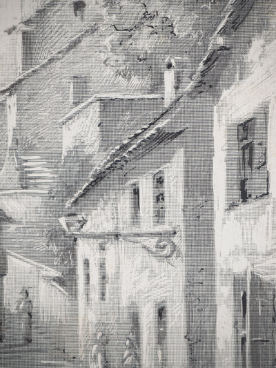 René LEVERD : Dans les rues du château, Typographie originale signée