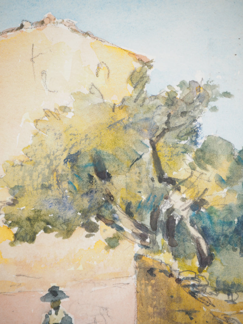 René LEVERD : Dans les ruelles de MorMoiron, Aquarelle originale signée