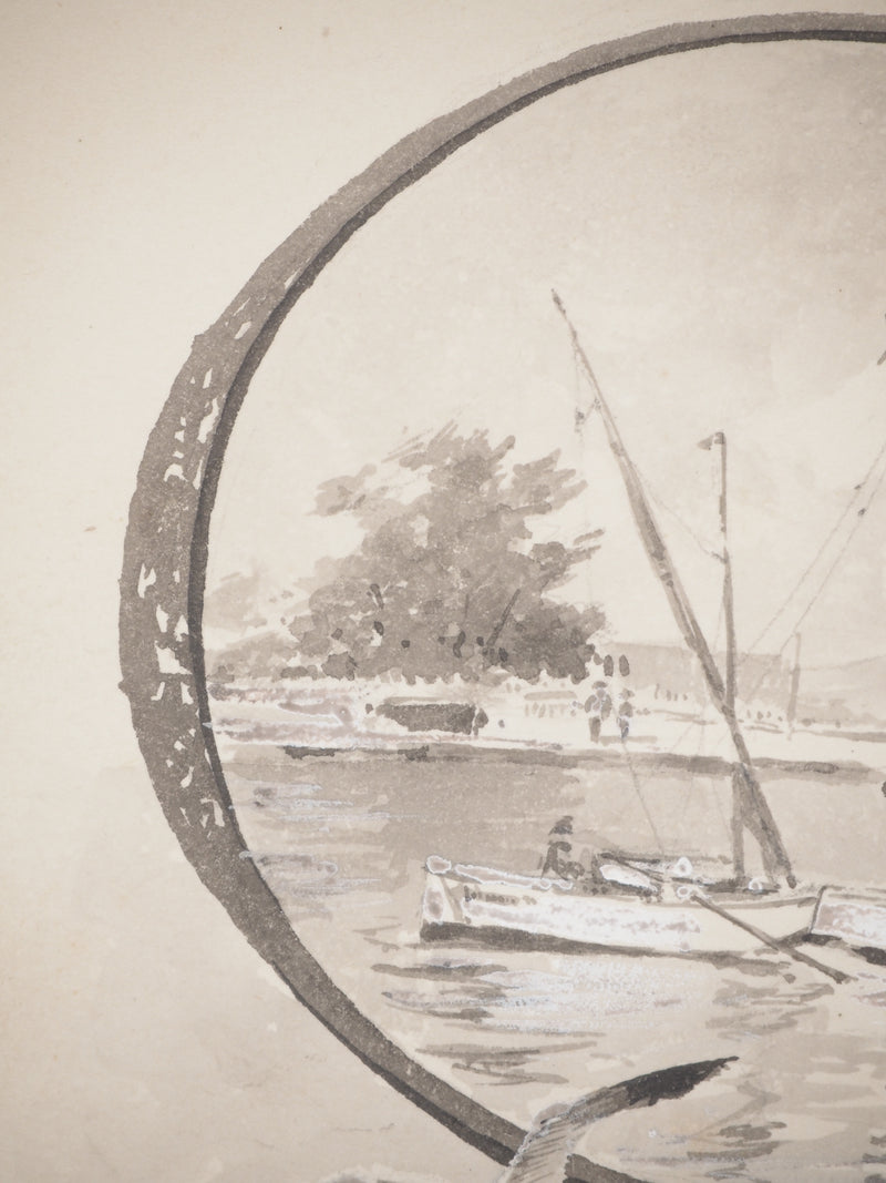 René LEVERD : Lettrine, le G, Aquarelle originale signée