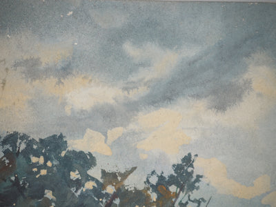 René LEVERD : L’arbre au bord de l’eau, Aquarelle originale signée
