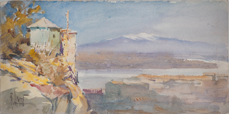 René LEVERD : Paysage suisse, Aquarelle originale signée