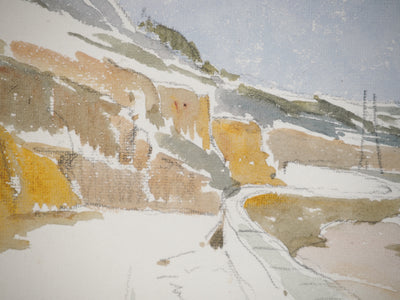 René LEVERD : Sur la route de Cassis, Aquarelle originale signée