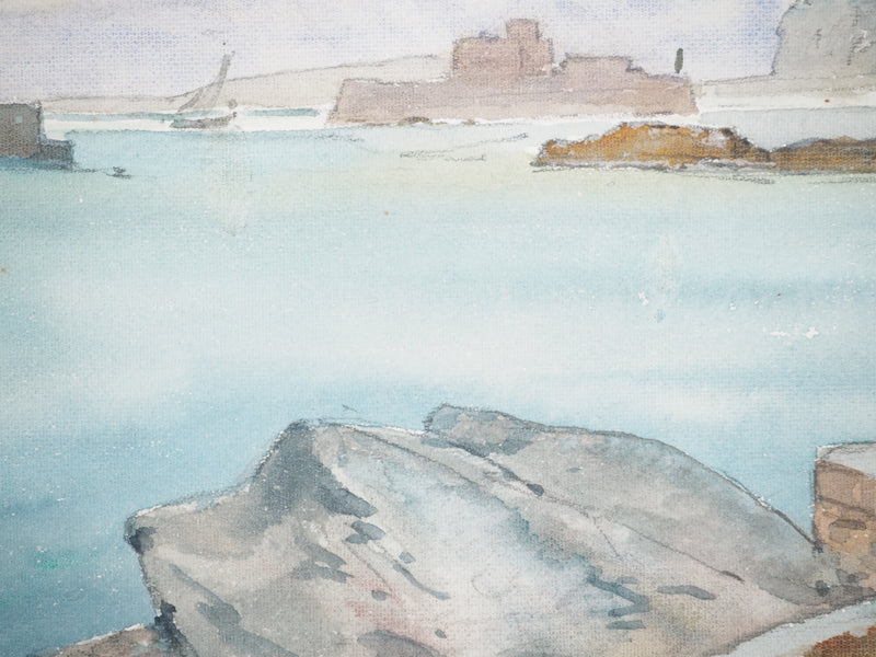 René LEVERD : Les cotes marseillaises, Aquarelle originale signée