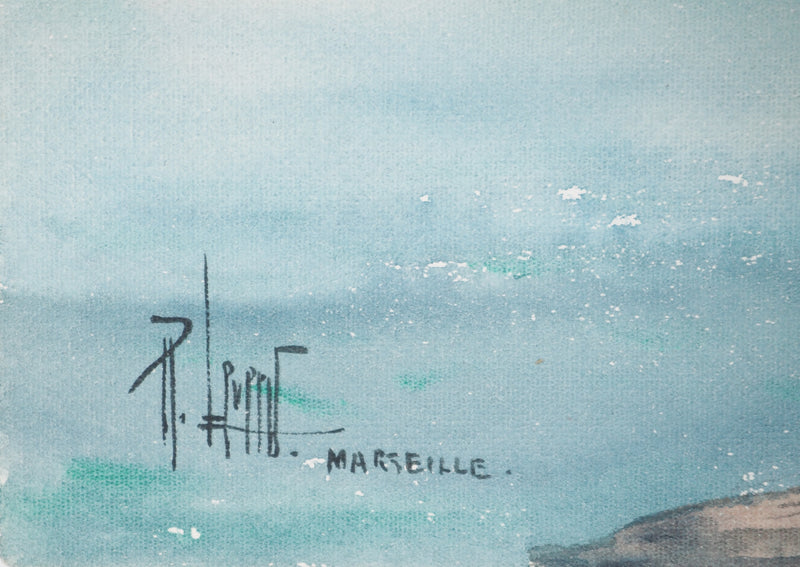 René LEVERD : Les cotes marseillaises, Aquarelle originale signée