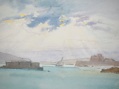 René LEVERD : Les cotes marseillaises, Aquarelle originale signée