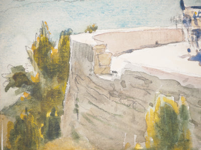 René LEVERD : Route de Marseille à Cassis, Aquarelle originale signée