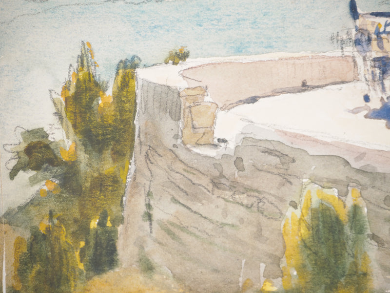 René LEVERD : Route de Marseille à Cassis, Aquarelle originale signée