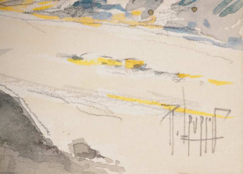 René LEVERD : Route de Marseille à Cassis, Aquarelle originale signée