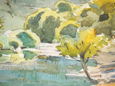 René LEVERD : Vallée de l’Hérault, Aquarelle originale signée