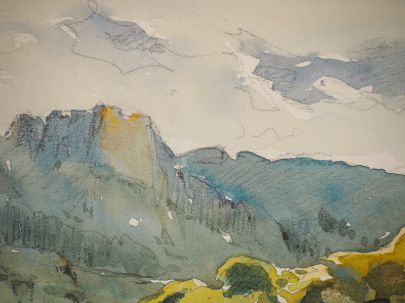 René LEVERD : Vallée de l’Hérault, Aquarelle originale signée