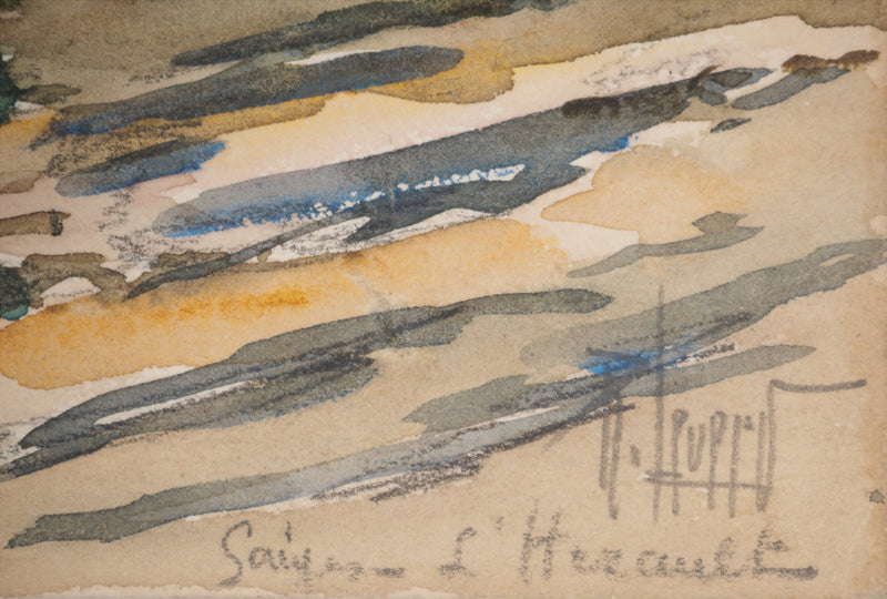 René LEVERD : Vallée de l’Hérault, Aquarelle originale signée