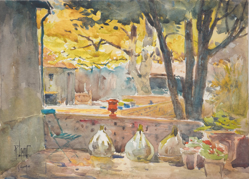 René LEVERD : Lumières à travers les arbres, Aquarelle originale signée