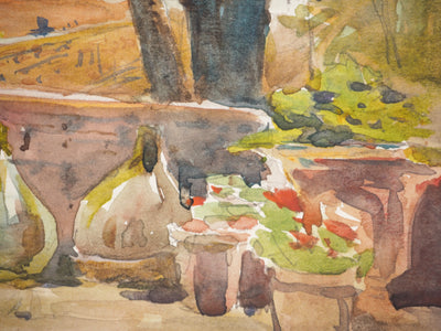 René LEVERD : Lumières à travers les arbres, Aquarelle originale signée