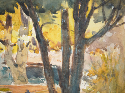 René LEVERD : Lumières à travers les arbres, Aquarelle originale signée