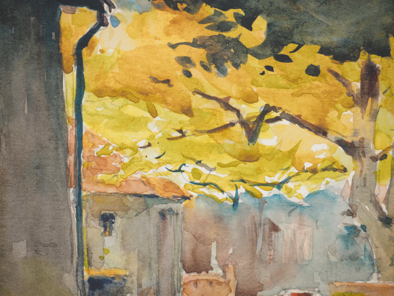 René LEVERD : Lumières à travers les arbres, Aquarelle originale signée
