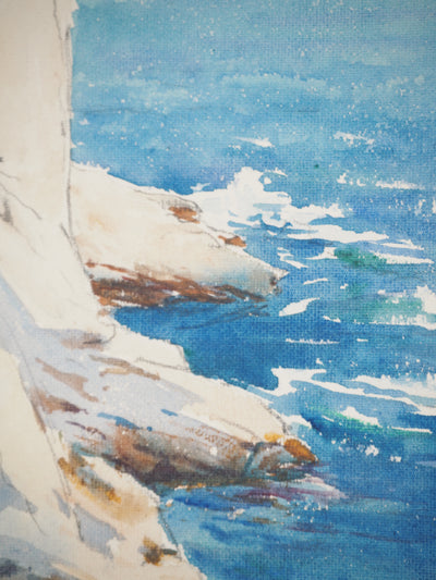 René LEVERD : Au bord du précipice, Aquarelle originale signée