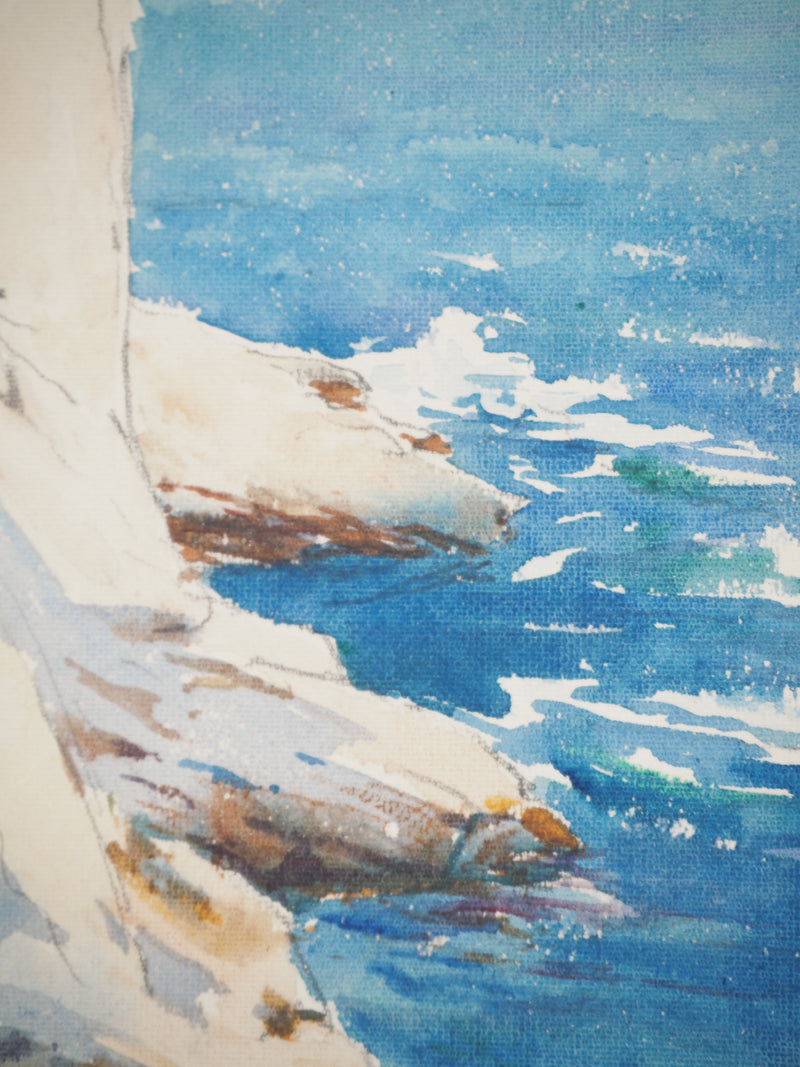 René LEVERD : Au bord du précipice, Aquarelle originale signée