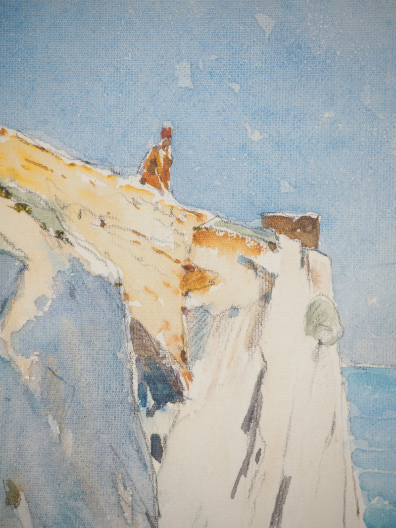 René LEVERD : Au bord du précipice, Aquarelle originale signée