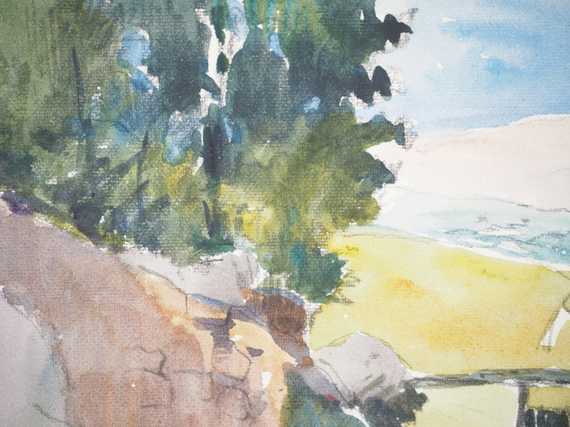 René LEVERD : Promenade dans le Sault de Vaucluse, Aquarelle originale signée