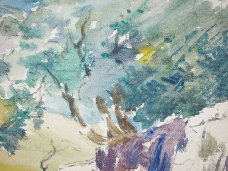 René LEVERD : Promenade dans le Sault de Vaucluse, Aquarelle originale signée