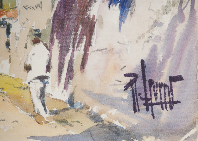 René LEVERD : Promenade dans le Sault de Vaucluse, Aquarelle originale signée