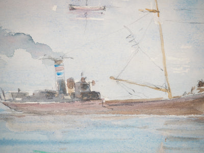René LEVERD : Marine et Balade dans les collines, Aquarelle originale signée