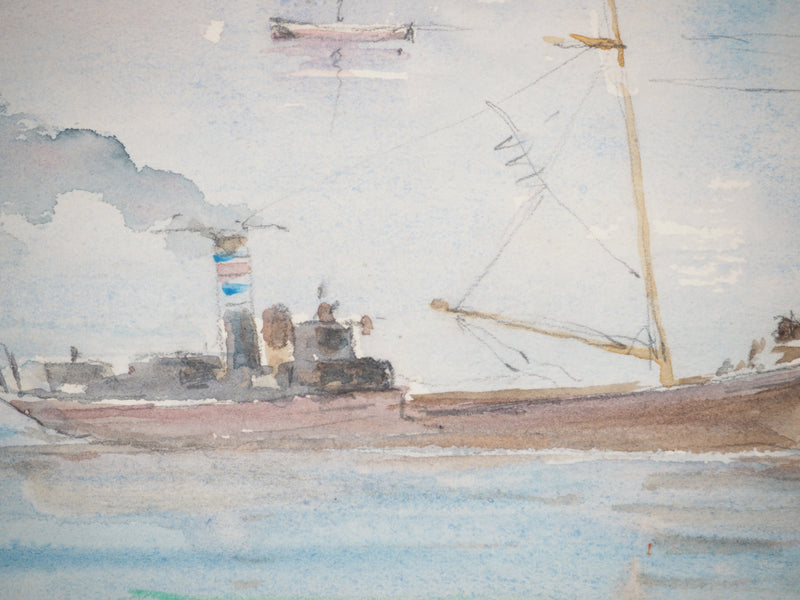 René LEVERD : Marine et Balade dans les collines, Aquarelle originale signée