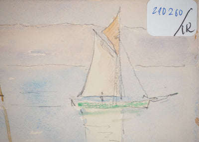 René LEVERD : Marine et Balade dans les collines, Aquarelle originale signée