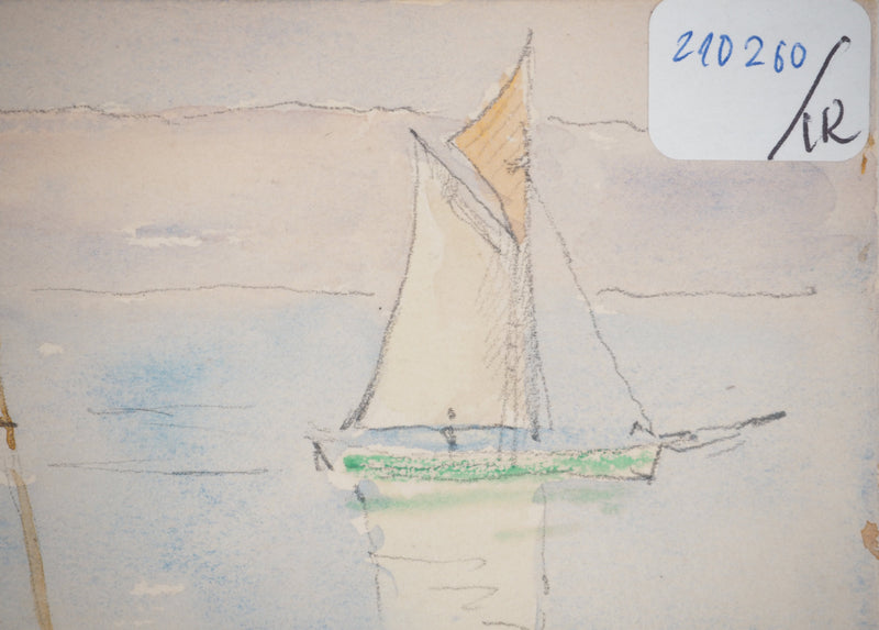 René LEVERD : Marine et Balade dans les collines, Aquarelle originale signée