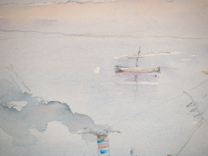 René LEVERD : Marine et Balade dans les collines, Aquarelle originale signée