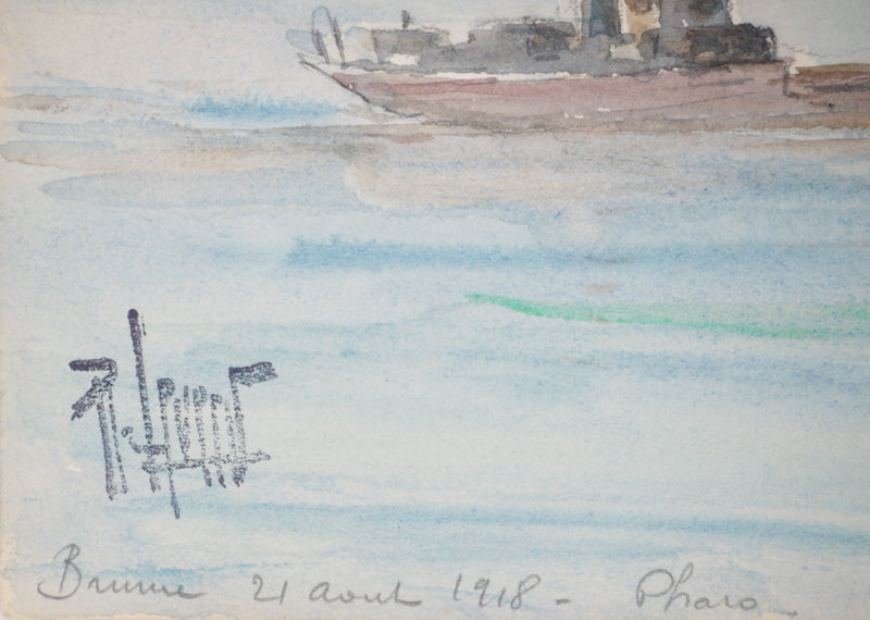 René LEVERD : Marine et Balade dans les collines, Aquarelle originale signée