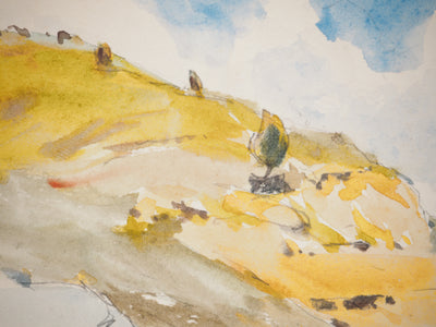René LEVERD : Marine et Balade dans les collines, Aquarelle originale signée