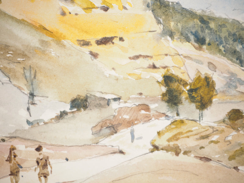 René LEVERD : Marine et Balade dans les collines, Aquarelle originale signée