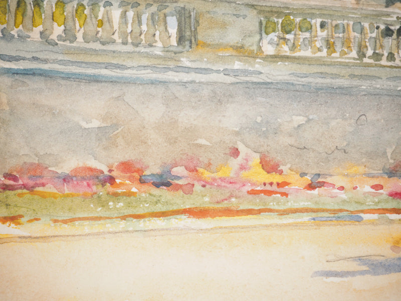 René LEVERD : Dans le parc de Marseille, Aquarelle originale signée