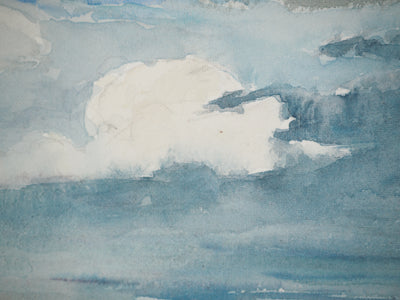 René LEVERD : Eclaircie sur l'eau, Aquarelle originale signée