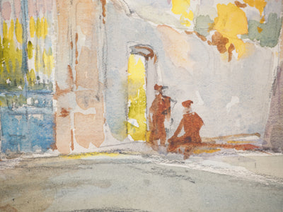 René LEVERD : L'entrée sous les arbres, Aquarelle originale signée