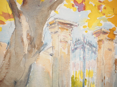 René LEVERD : L'entrée sous les arbres, Aquarelle originale signée