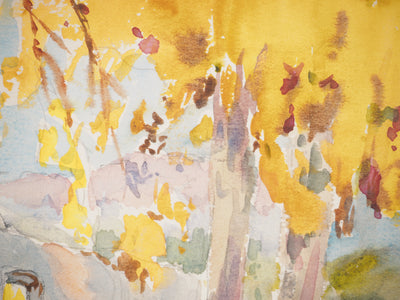René LEVERD : L'entrée sous les arbres, Aquarelle originale signée
