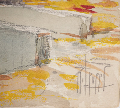 René LEVERD : L'entrée sous les arbres, Aquarelle originale signée