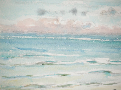 René LEVERD : Baignade sous les nuages, Aquarelle originale signée